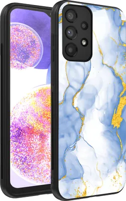 Produktbild von Smartphonica Handytasche passend für Samsung Galaxy A23 mit Hellblau Gold Marmor Print - TPU Backcover Case Hellblau Gold Marmor Design