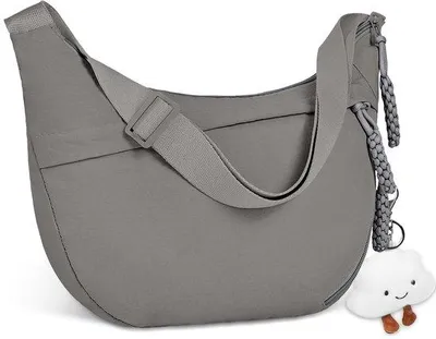 Produktbild von Unyqoos® Schultertasche für Damen – elegante, vielseitige Umhängetasche aus Nylon, 35 x 7 x 22 cm, verstellbarer Schulterriemen, mehrere Fächer & Wolkenanhänger