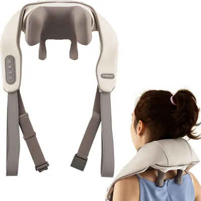 Produktbild von COSTWAY Kabelloses Massagegerät mit Tiefengewebekneten, 2 Heizstufen & 2500mAh Akku, 4D Shiatsu Massagekissen für Nacken, Schulter & Rücken