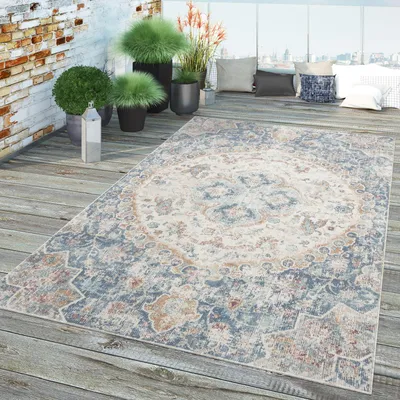 Produktbild von TT Home In-& Outdoor Teppich Küche Wohnzimmer Wetterfest Balkon Vintage Design Abstrakt Größe 60x100 cm