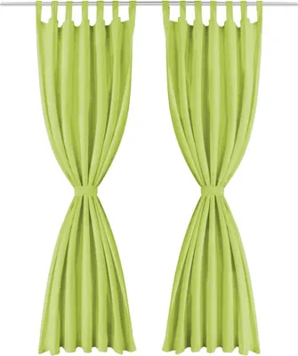 Produktbild von vidaXL Vorhänge Mikro-Satin 2 Stk. mit Schlaufen 140 x 175 cm Grün