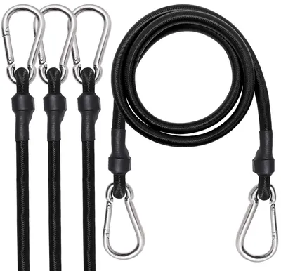 Zdjęcie produktu dla Zestaw 4 elastycznych bungee z karabińczykami, długość 91 cm