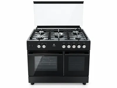 Produktbild von Gasline GAG90GPXFL-B Schwarz Gas Standherd mit Flaschenschrank Umluft Hähnchenspieß 71 Liter wok 4,8 kw 90cm Propan 50Mbar []