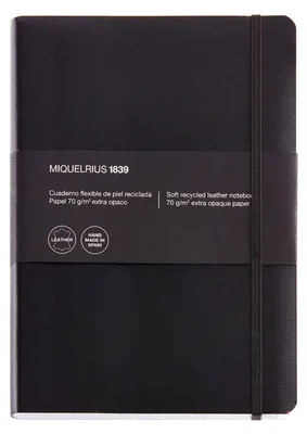 Produktbild von MIQUELRIUS Notizbuch Leather 1839 15,2 x 21 cm kariert Gebunden schwarz