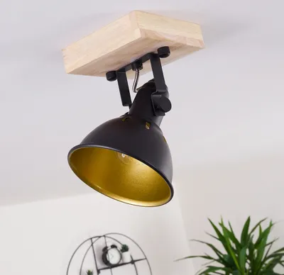 Produktbild von Arazane »Arazane« Wandlampe aus Metall in schwarz-gold und Holz