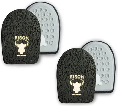 Produktbild von BISON Fersenkissen aus Leder – 2 Paare, Fersensporn Einlagen & Fersenerhöhung, Herren, Schwarz, Größe 42