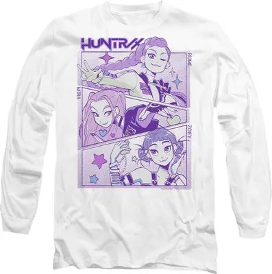 Produktbild von K-Pop Demon Hunters - "Huntr/X" T-Shirt für Herren/Damen Uni Langärmlig TV20293 (XL) (Weiß)