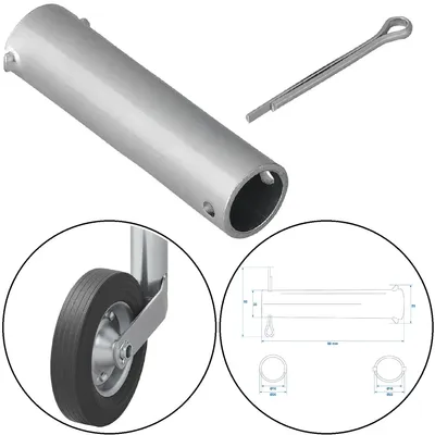 Productafbeelding van As voor steunwiel, diameter 48 mm – Draaias, diameter 20 mm, lengte 80 mm, artikelnummer 341501