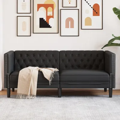 Produktbild von ZMH Chesterfield-Sofa 2-Sitzer Schwarz Kunstleder