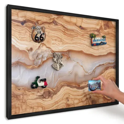 Produktbild von Magnettafel 70x50 cm mit schwarzem Rahmen - Magnetische Metalltafel, Magnetpinnwand zur Wandmontage für Wohnzimmer, Küche, Flur, Kinderzimmer und Büro - Eleganz aus Holz