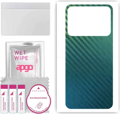 Produktbild von apgo Rückseite Schutzfolie, Skin, kompatibel mit Poco M4 5G India, Hinten Displayschutzfolie aus Vinylfolie, kratzfest, einfache Montage - Kohlenstoff-Chamäleon CAKA1