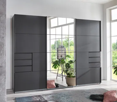 Produktbild von Kleiderschrank Saigon Schwebetüren Graphit Spiegel 270cm