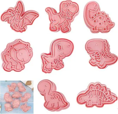 Productafbeelding van Dinosaurussen uitsteekvormpjes - 8 stuks koekjesvormen voor kinderen