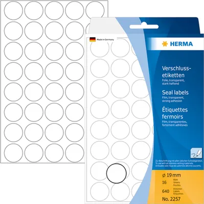 Produktbild von Verschlussetiketten permanent haftend rund 19mm VE=10x640 Stück