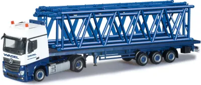 Produktbild von Herpa LKW MB Actros 11 Bigspace Rungen-Sz 2 Gittermastteilen Wasel Krane 303439