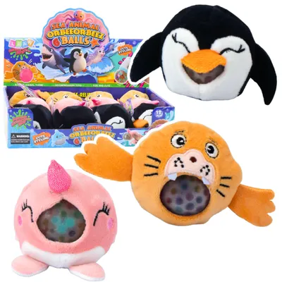 Productafbeelding van Pinguïn Bruinvis Knijpbare knuffel met waterballen 6 cm