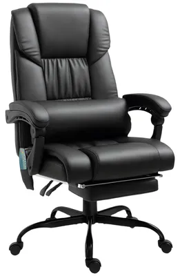 Produktbild von Bürostuhl Ergonomisch mit Massagefunktion Schreibtischstuhl mit Fußstütze, Hoher Rückenlehne, Lendenstütze Schwarz
