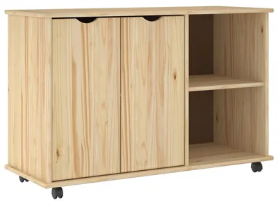 Zdjęcie produktu dla Szafka na kółkach vidaXL, brązowa, 100 x 39 x 65,5 cm, z litego drewna sosnowego