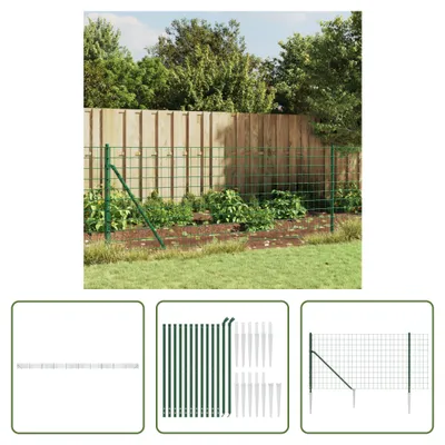 Produktbild von The Living Store Maschendrahtzaun mit Bodenhülsen Grün 1,1x25 m