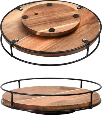 Image de Grand porte-herbes rotatif en bois 25 cm - Porte-épices rotatif pour la cuisine et la salle de bain