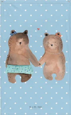 Produktbild von Mr. & Mrs. Panda Wandteppich Bär Freundin - Blau Pastell - Geschenk, Wandbild, Tapisserie, Beste Freund Liebe Liebesbeweis Verliebt Kumpel Kumpeliene, Tapestry, Teddy