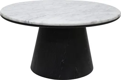 Produktbild von Couchtisch aus Marmor und Eichenfurnier - Schwarz - SADURA
