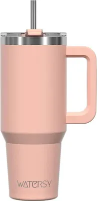 Image de 30oz Tasse à café à emporter en acier inoxydable à double paroi sous vide rose