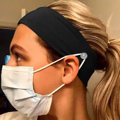 Produktbild von Elastisches Haargummi mit Knopf für bequemes Tragen von Masken