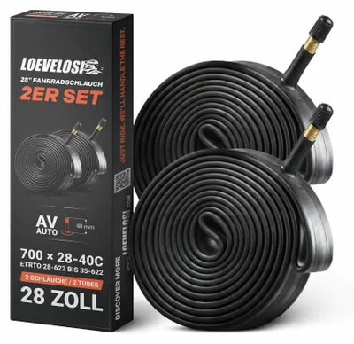 Produktbild von LOEVELOSI 28" Schlauch 700 × 28-40C 2er Set AV 40 mm Auto-Ventil - 2 Stück