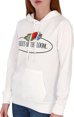Produktbild von Fruit of the Loom leichter Damen Kapuzenpullover mit Vintage-Logo Farbe: weiß Größe: S