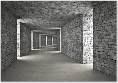 Produktbild von Tulup® Leinwandbild - 100x70 cm - Wandkunst - Drucke auf Leinwand - Leinwanddruck  - Kunst: modern & klassisch - Grau - Ziegelstein-Tunnel