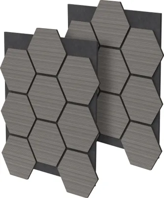 Produktbild von ML-Design 2er Set Akustikpaneele 66x81x2cm für 1m² - Grau, MDF Akustikplatten in Hexagon-Holzoptik, Wandpaneele zur Schalldämmung, Wandverkleidung