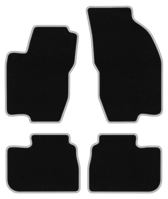 Produktbild von Velours-Fußmatten für Alfa Romeo 156 2000-2006 (Limousine/Kombi) – 4-tlg, Schwarz/Silber, passgenau – Wielganizator CARLUX