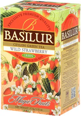 Produktbild von BASILUR Ceylon Grüntee mit natürlichem Erdbeeraroma alles in einer bequemen schnellen Version 25 St. 37,5 g