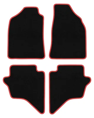 Zdjęcie produktu dla Dywaniki samochodowe welurowe CARLUX-RED do: Ford Ranger MK2 (2007-2012, pickup) czarne z czerwonym obszyciem, z mocowaniami
