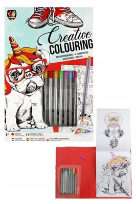 Obrázek produktu pro Grafix Kreativní sada na vybarvování Pejsek 48 omalovánek a 8 fixů