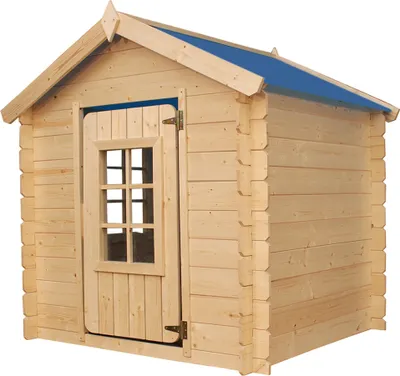 Zdjęcie produktu dla Timbela M570M-1 Drewniany domek do zabawy dla dzieci - domek do zabawy na zewnątrz dla dzieci - 111x113xH121 cm/0,9 m2 domek do zabawy w ogrodzie - letni domek ogrodowy dla dzieci (dach w kolorze niebieskim)