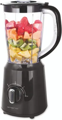 Produktbild von Emerio Standmixer BPA frei Crush Ice Funktion 1.5l Behälter 2 Geschwindigkeiten + Pulse Funktion Messereinheit aus Edelstahl Sicherheitsschalter geschirrspülgeeignet 500 Watt BL-12816.8 Schwarz
