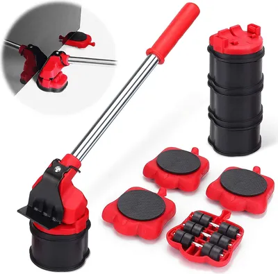 Produktbild von Schwerer Möbelheber, Möbel bewegt große und kleine Werkzeugsätze mühelos, Möbelheber mit 4 Hebekissen und Rollen zum Bewegen, Sofa, Schrank (rot)