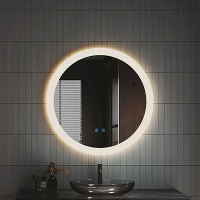 Produktbild von IMPTS LED Bad Spiegel Φ60cm Badspiegel mit Beleuchtung Touchschalter Antibeschlag Dimmbar neutralweiss, Lichtspiegel Badezimmerspiegel Wandspiegel