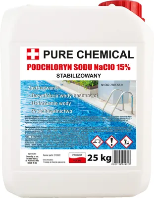 Produktbild von PURE CHEMICAL | Flüssigchlor für Pools, Brunnen, Schimmelentfernung | Natriumhypochlorit 15% | 25 kg