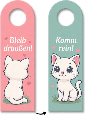 Produktbild von Bleib draußen! Komm rein! Kawaii Katzen Cartoon Türhänger