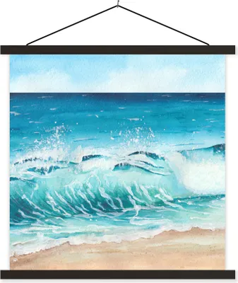 Produktbild von MuchoWow® Textilposter Golf - Strand - Aquarell 60x60 cm mit schwarzem Rahmen - Posteraufhänger