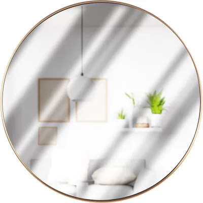 Produktbild von Rundes Wandspiegel 50cm mit goldener Metallrahmen