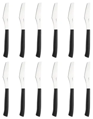 Pizzamesser-Set 12-teilig, Edelstahl, schwarzer Griff, 20,5 cm