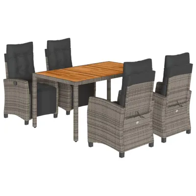 Produktbild von "SALE 2026" 5-tlg. Garten-Essgruppe - elegantes Design - Sitzgruppe/Gartenmöbel-Set - mit Kissen Grau Poly Rattan - Terassenmöbel DEMöbel917747