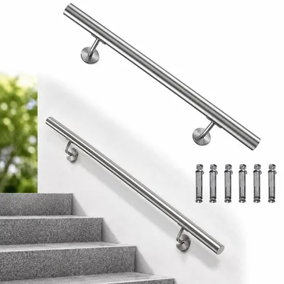 Produktbild von Mucola Treppengeländer SilberØ 4,2 cm Wand Geländer Eingangsgeländer Handlauf für Treppen Wandhandlauf - 2 m
