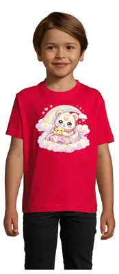 Produktbild von BearMoonKI Kinder T Shirt Bär Mond Regenbogen Anime Motiv süß