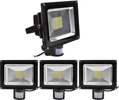 Produktbild von Greenmigo 4pcs 50W LED SMD Strahler Fluter Außen Flutlicht Strahler mit PIR Bewegungsmelder Fluter Wasserdicht IP65 Aluminiumkörper Schwarz Warmweiß AC 85  265V