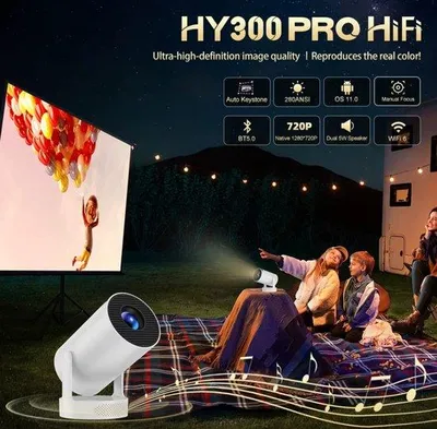 Immagine prodotto di Proiettore home cinema 4K, mini-beamer, Android 11, doppio Wi-Fi 6, 260 ANSI, Allwinner H713, 1080p, 1280×720p, per esterni